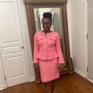 J. Crew Pink Tweed Jacket and Skirt Set Size 0
